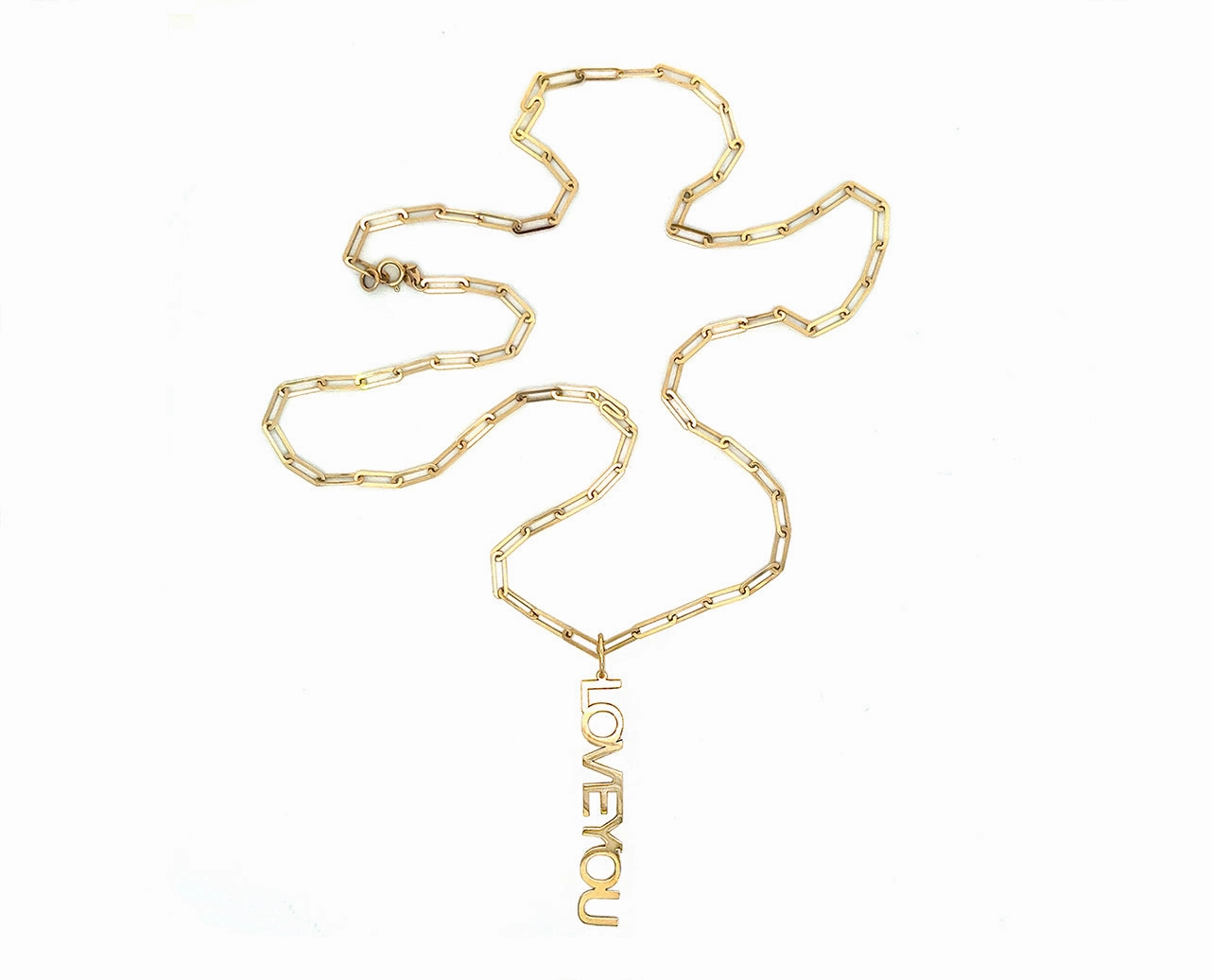 Yellow gold mini closed forever chain necklace with option to add an LOVEYOU pendant hand-chain-bracelet  