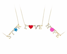 Yellow gold necklaces with diamonds and enamel charms hand-chain-bracelet  