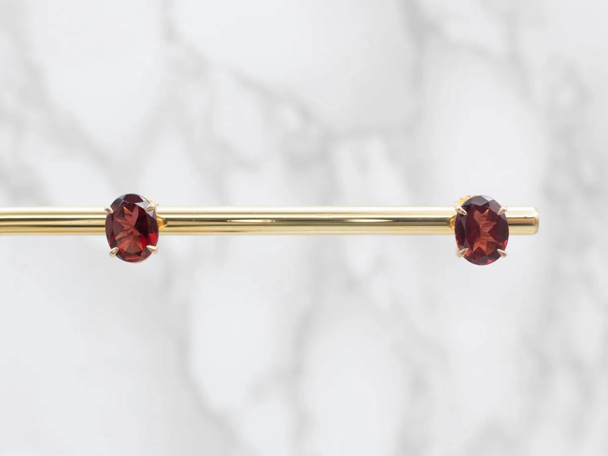 Yellow Gold Pyrope Garnet Stud Earrings