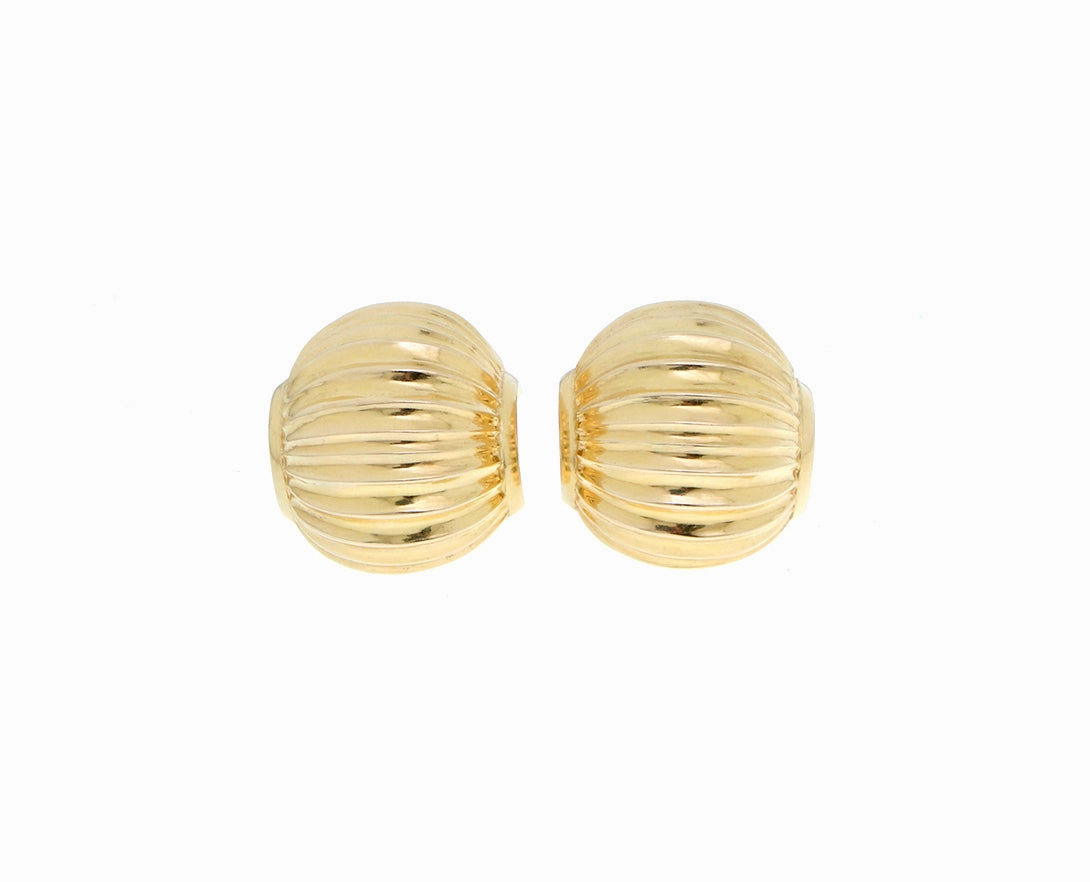 Yellow gold vintage ribbed earrings hand-chain-bracelet  