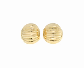 Yellow gold vintage ribbed earrings hand-chain-bracelet  