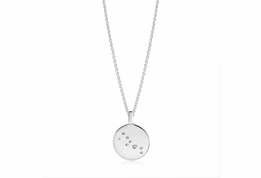 Zodiaco Taurus Silver Necklace w. White Zirconias